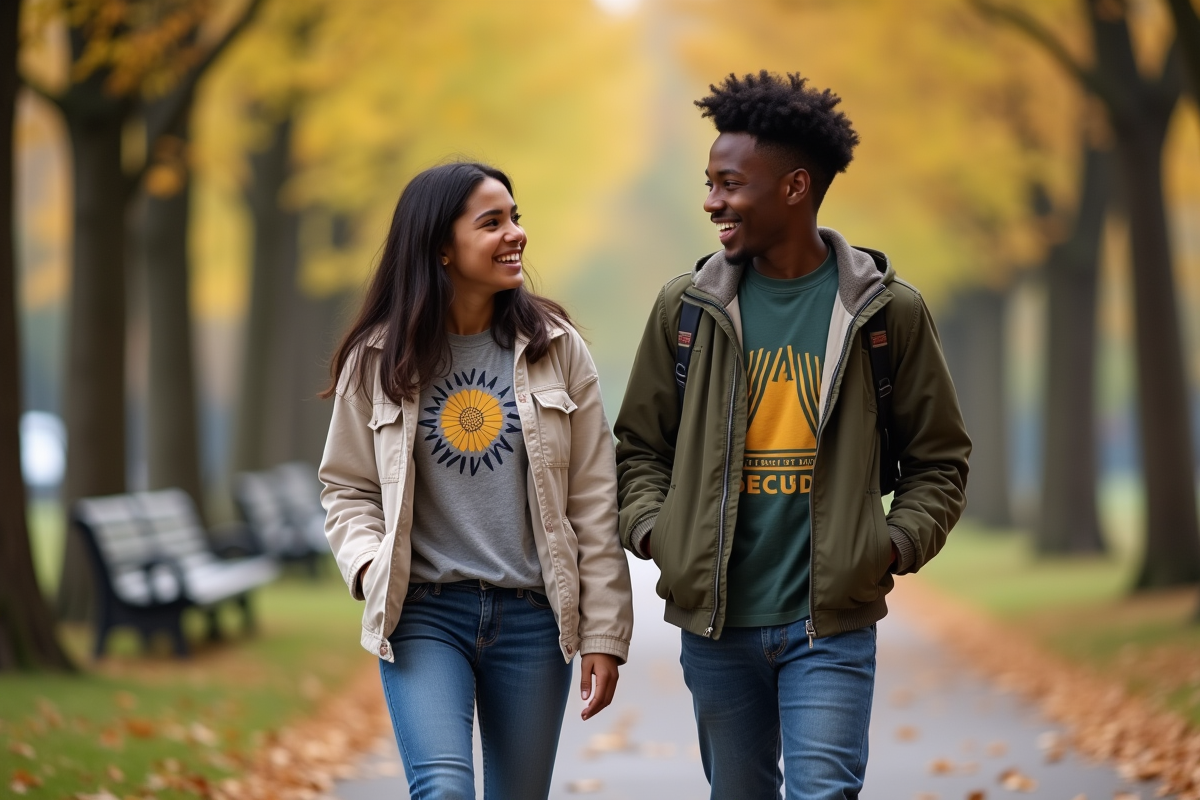 Adolescents riant dans un parc en automne