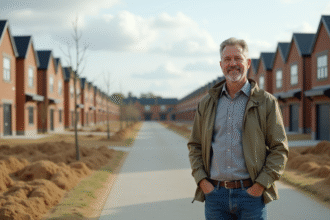 Homme debout dans un lotissement en expansion