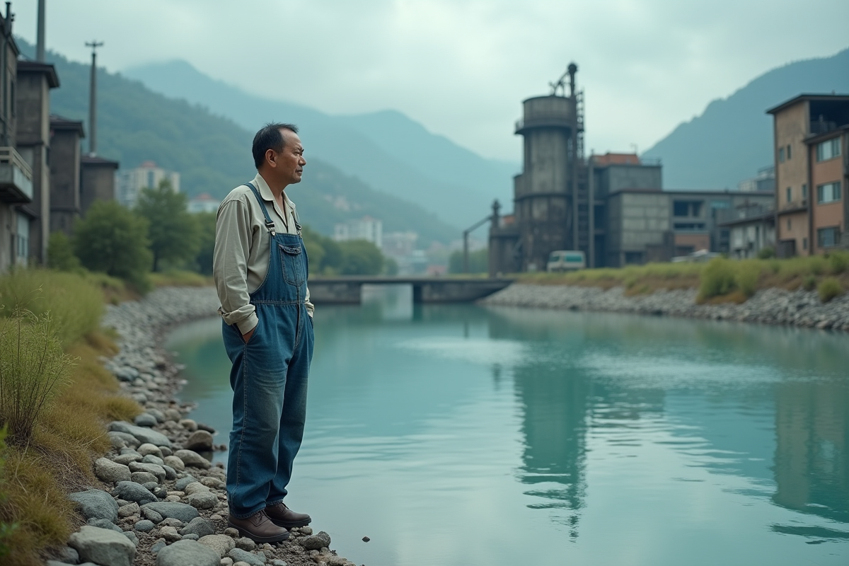 Homme asiatique inspectant l