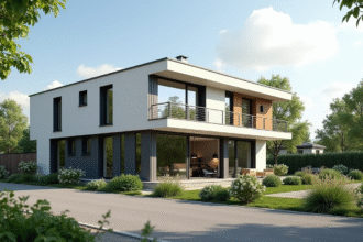 Maison moderne à la périphérie de Rennes en après-midi ensoleillée