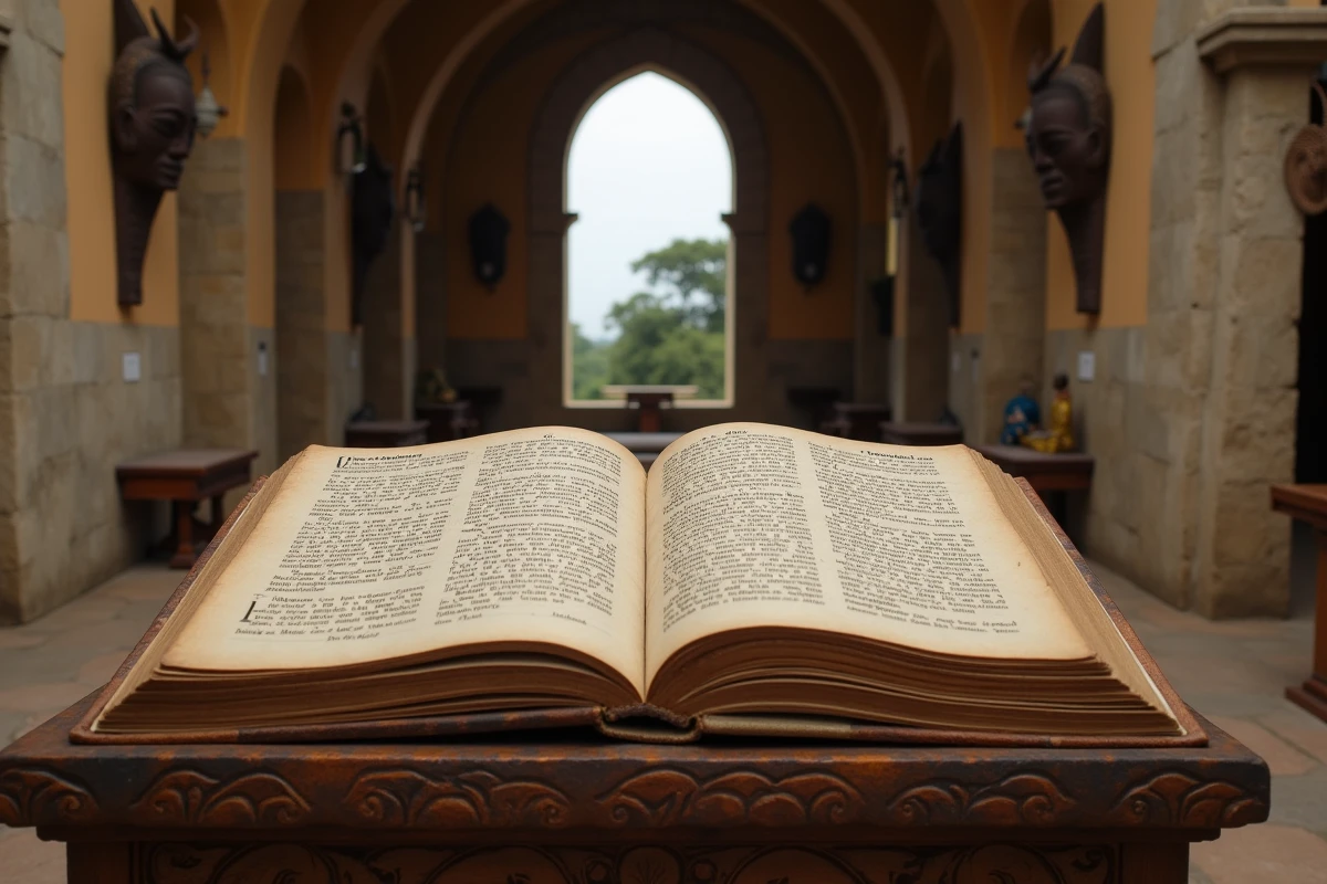 Ancien manuscrit ouvert présentant des transcriptions phonétiques et l'origine culturelle du mot Kayakobémé